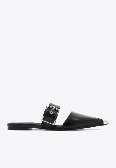 Alexander Mcqueen Punk Flat Mules In Black
