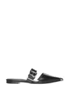 Alexander Mcqueen Leather Pointed Mules With Buckle In Black