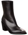 Alexander Mcqueen Boxcar Calfskin Cap-toe Ankle Booties In Black
