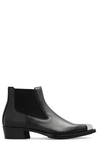 Alexander Mcqueen Punk Leather Chelsea Boots In Black