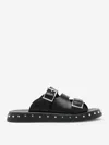 Alexander Mcqueen Leather Punk Slides For Ed In Black