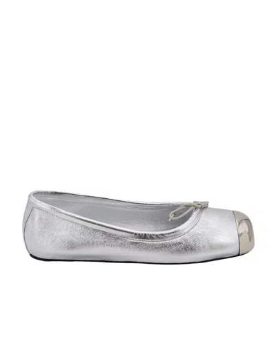 Alexander Mcqueen Punk Metallic Ballerina Shoes In Gray