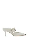Alexander Mcqueen Punk Sandal With Buckle And 6.5 Cm Stiletto Heel In White