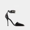 Alexander Mcqueen Punk Style Pumps Leather Ankle Strap In Black
