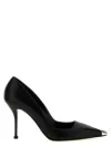 Alexander Mcqueen Black Leather And Silver Punk Pumps