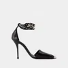 Alexander Mcqueen Punk Style Pumps Leather Ankle Strap In Black