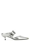 Alexander Mcqueen Leather Punk Pumps With 4 Cm Heel Height In Silversilver