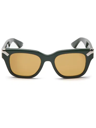 Alexander Mcqueen Punk Rivet Square-frame Sunglasses In 绿色