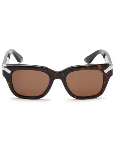 Alexander Mcqueen Punk Rivet Square Sunglasses In Havana/brown