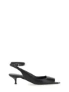 Alexander Mcqueen Black Leather Sandals With Kitten Heel