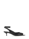 Alexander Mcqueen Black Leather Sandals With Kitten Heel