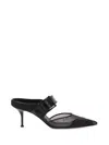 Alexander Mcqueen Mesh And Leather Mules In Black