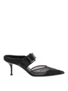 Alexander Mcqueen Mesh And Leather Mules In Black