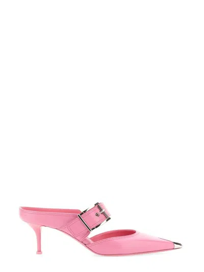 Alexander Mcqueen Punk Sandal With Buckle In Pink