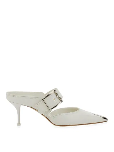 Alexander Mcqueen Punk Sandal With Buckle In White