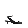 Alexander Mcqueen Black Leather Sandals With Kitten Heel In Black