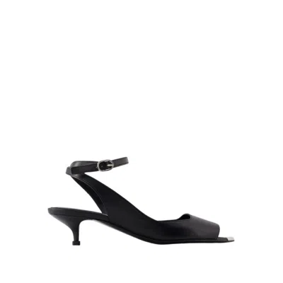 Alexander Mcqueen Leather Punk Ankle Strap Sandals In Black
