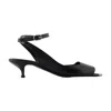 Alexander Mcqueen Black Leather Sandals With Kitten Heel In Black