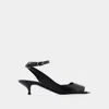 Alexander Mcqueen Black Leather Sandals With Kitten Heel In Black