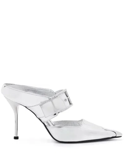 Alexander Mcqueen Punk Sandals With Buckle In Silver