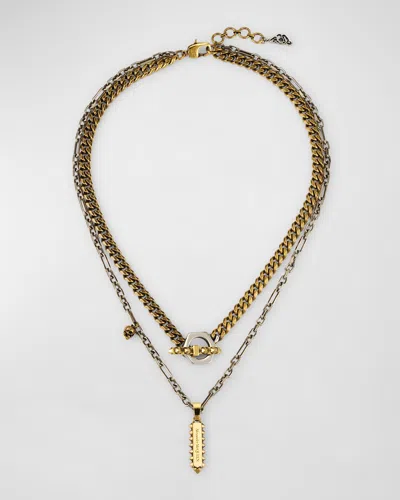 Alexander Mcqueen Punk Two-tone Chain Necklace In Gold