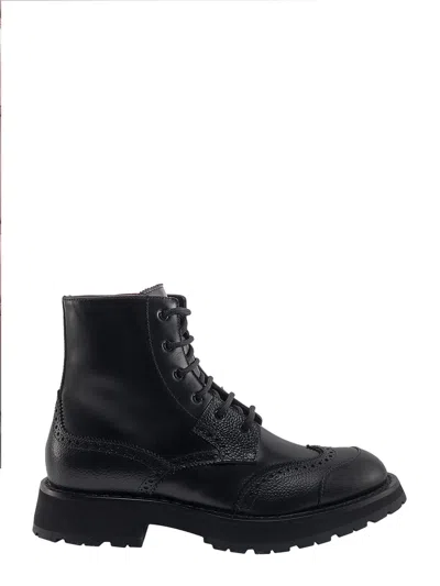 Alexander Mcqueen Punk Worker Leather Lace-up Boots In Black