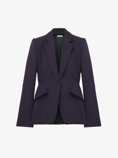 Alexander Mcqueen Grain De Poudre Wool Single-breasted Blazer In Purple