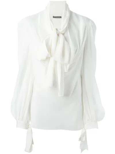 Alexander Mcqueen Pussy Bow Blouse In White