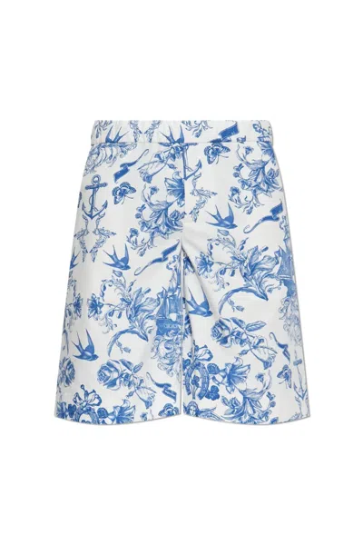 Alexander Mcqueen Paintndjama Mini Shorts For Men In Blue