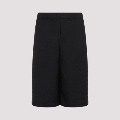 Alexander Mcqueen Black Viscose Blend Bermuda Shorts In Blackblack