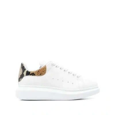 Alexander Mcqueen Python-print Oversized Sole Sneakers With Signature Detail In White