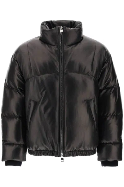 Alexander Mcqueen Quilted Leather Puffer Jacket In Black
