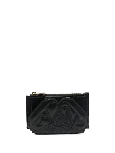 Alexander Mcqueen Quilted Logo Wallet In Black