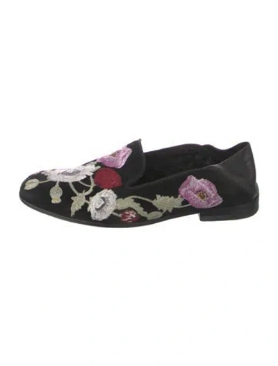 Pre-owned Alexander Mcqueen Quilted Pattern Satin Loafers In Black