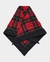 Alexander Mcqueen Tartan Check Quilted Silk Scarf In Black