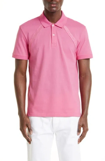 Alexander Mcqueen Raglan Sleeve Cotton Polo In Sugar Pink/mix