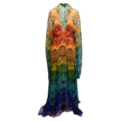 Pre-owned Alexander Mcqueen Rainbow  Spring 2008 La Dame Bleue Silk Butterfly Gown In Black