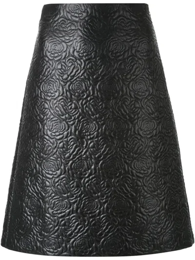 Alexander Mcqueen Raised Rose A-line Skirt In Black