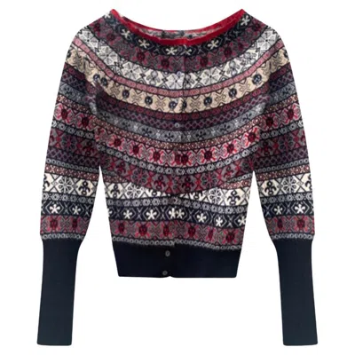 Pre-owned Alexander Mcqueen Rare F/w 2005  Fair-isle Boiled Wool Sweater / Cardigan In Black