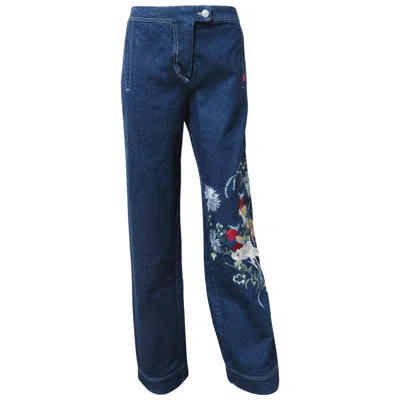 Pre-owned Alexander Mcqueen Rare New With Tags Embroidered Split Hem Jeans Ss 1999 In Purple