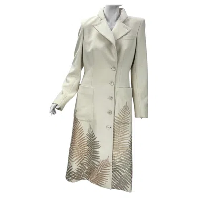 Pre-owned Alexander Mcqueen Rare Vintage  Cashmere Coat With Fern Embroidery — Circa 2007 In Green