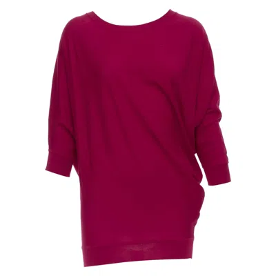 Pre-owned Alexander Mcqueen Raspberry Red 100% Wool Asymmetric Drape Sweater M
