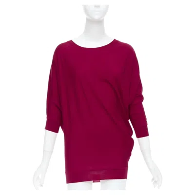Pre-owned Alexander Mcqueen Raspberry Red 100% Wool Asymmetric Drape Sweater M