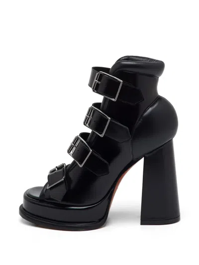Pre-owned Alexander Mcqueen Rave Buckled Boots In Black