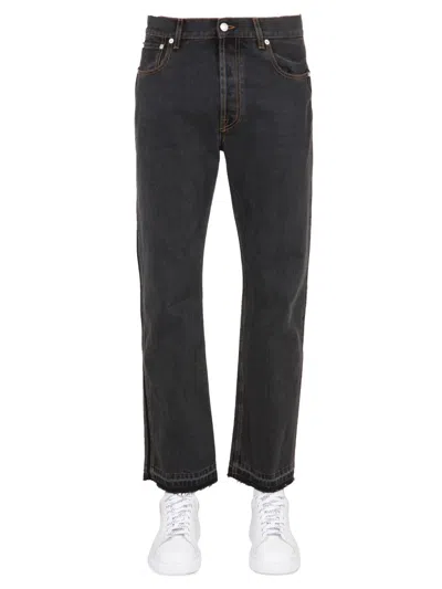 Alexander Mcqueen Raw Cut Jeans In Gray