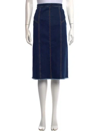 Pre-owned Alexander Mcqueen Raw-edge Trim Midi Length Skirt In Blue