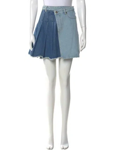 Pre-owned Alexander Mcqueen Raw-edge Trim Mini Skirt In Blue