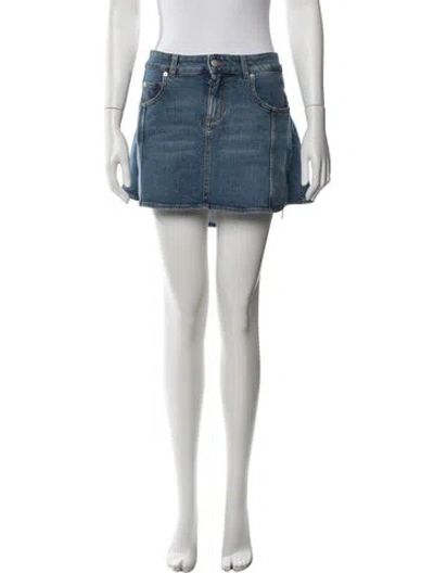 Pre-owned Alexander Mcqueen Raw-edge Trim Mini Skirt In Blue
