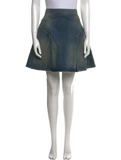 Pre-owned Alexander Mcqueen Raw-edge Trim Mini Skirt W/ Tags In Blue