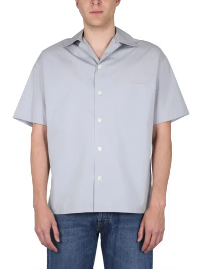 Alexander Mcqueen Rear Logo Print Formal Shirt In Grigio